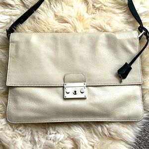 L.A.M.B. Gwen Stefani EUC Cream and Black leather handbag